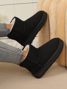 2025New Autumn/Winter Women's Warm, Versatile, Simple Snow Boots, Anti-Slip Short Shaft Boots,Fur Boots - Black - View 3