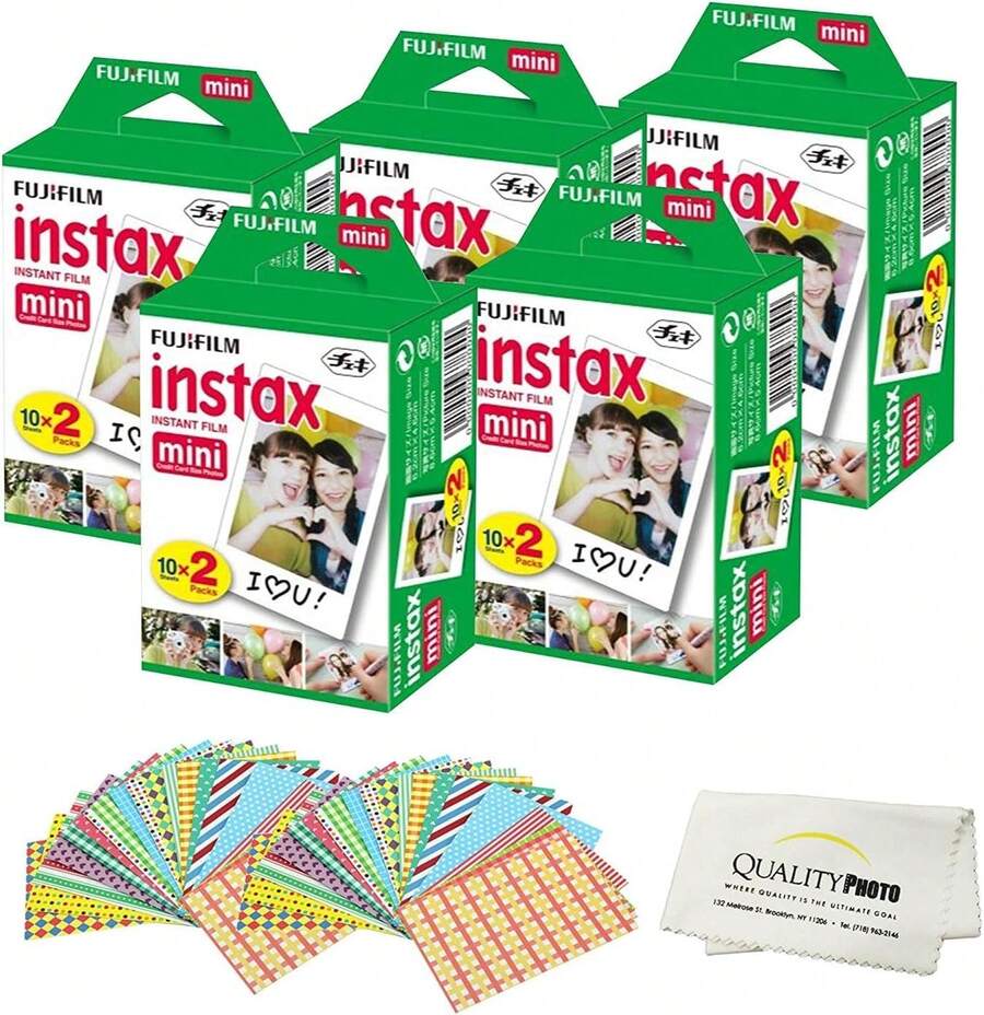Fujifilm Mini Instant Film For Fujifilm Mini 8, 9 11 Cameras Bundled With Custom Frame Stickers And Quality Photo Microfiber Cloth (100 Films) - 100張 - 查看 1