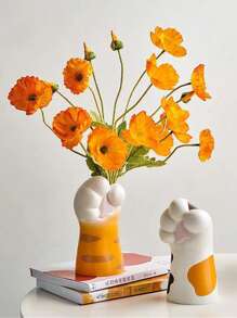 1 pièce Vase en résine avec patte de chat 7 cm x 14 cm, convient pour la décoration intérieure, le jardin extérieur, le balcon, le salon, la salle à manger, l'affichage, applicable pour la vitrine du centre commercial, la décoration de la table à manger, la maison, le rebord de fenêtre, le restaurant rapide, fournisseur de au détail