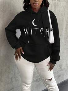 Sudadera con capucha de moda para mujer, sudadera con estampado de lema de bruja, blusas de Halloween, camiseta gráfica para mujer, otoño e invierno, camisetas gráficas para mujer