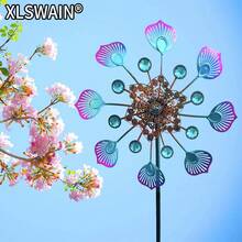 35.4吋孔雀尾扇式風車,用於花園草坪裝飾,戶外庭院裝飾風車旋轉器 - 藍色 - 查看 3