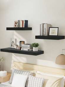 1 pieza Estantería de pared divisoria, sin necesidad de perforar, estantería flotante montada en la pared para dormitorio, estudio, sala de estar, baño, cocina, estantería de almacenamiento decorativa montada en la pared - Ver 3
