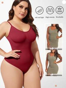 Slimming Women's Shapewear Bodysuit Thong Tummy Control Tank Top Shaping Body Shaper Snatched Waist Push Up Bust Sexy Shaping Tops Jumpsuit - 紅色 - 查看 4