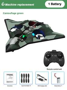 第六代 CZ36 电动遥控战斗机，迷彩绿和迷彩蓝可选 | 800mAh 电池 | 2.4GHz 一键遥控，支持降落、翻转和悬停，新手易上手 | 室内/室外/派对娱乐竞速多旋翼无人机玩具，提升手眼协调能力 | 亲子互动玩具，泡沫材质遥控飞机 | 男孩女孩理想的生日/圣诞节/万圣节礼物
