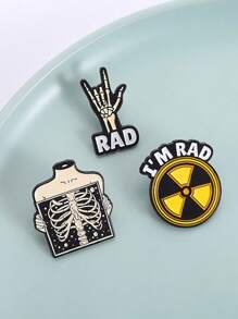 3 件 I'm RAD 骷髅胸针 创意趣味胸针 衣服背包配饰 珠宝礼物 送给朋友