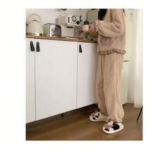 Dép đi trong nhà hình động vật ấm áp dành cho nữ - Dép đi trong nhà hình con bò dễ thương bằng vải cotton ấm áp, Giày đi trong nhà theo chủ đề động vật, Dép đi trong nhà ấm áp mùa đông đế dày mềm mại, dùng trong nhà và ngoài trời - màu đen - Xem 3