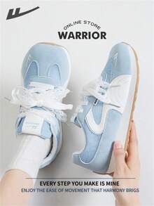 WARRIOR 女款武士健身鞋春夏舒适简约风格休闲时尚运动鞋全年适用耐磨全天穿着训练运动鞋跑步鞋 - 藍/白 - 查看 5