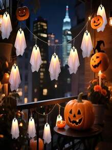 3 Meter Halloween Geist Eiszapfen Dekorations Lichterkette, geeignet für Spukhaus, Veranda, Garten und Party Dekoration, 8 Beleuchtungsmodi - batteriebetrieben (Batterien nicht enthalten) Halloween Dekolicht Heim Dekoration Party Dekoration Halloween Dekoration Raum Dekoration Halloween Garten Dekoration als Geschenk Fairy