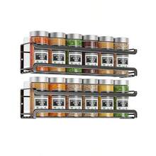 壁挂式香料架 2 件装，节省空间的香料收纳盒，用于收纳香料罐和调味品，螺丝或粘性悬挂式香料架收纳盒，适用于厨房橱柜或食品储藏室门，访问 Bunoxea 商店 - 彩色 - 查看 8