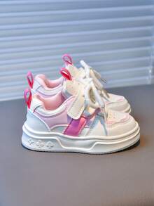 1 双儿童时尚百搭运动鞋，拼色，钩环扣，防滑，耐磨，适合上学和玩耍，春秋季 - 粉色 - 查看 3