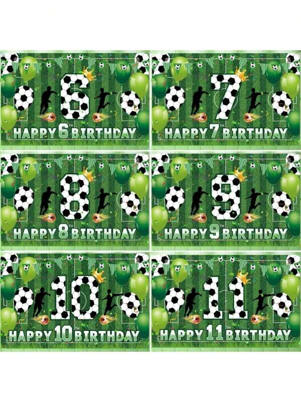 1pc Football Themed Birthday Party Backdrop Banner, Suitable For 6 7 8 9 10 11 Years Old Birthday, Studio Photo Shooting And Multi-Purpose Spring/Summer Hanging Banner Decor - No Electricity Required, Home Decor, Party Decor, Birthday Cake Table Supplies, Poster Hanging Banner Decor, Vinyl Decor, Photography Studio Props
