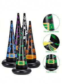 11 Stück/6 Stück/4 Stück Halloween Ring Wurfspiel Set, Halloween aufblasbarer Hexenhut Ring Wurfspiel Set, aufblasbarer Reifen Spielzeuge, für Horror Party, Innen-/Außenbereich Spiele, Hexen-Themen Feiertagsdekoration, Innen- und Außenparty Grundausstattung, Familien Versammlungs-Spielzeuge, Halloween Party Spielzeuge