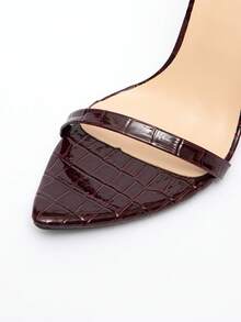 Jin Bei Qi Giày cao gót mũi nhọn quai da bóng cho nữ, giày cao gót màu đỏ rượu vang thanh lịch tối giản gợi cảm - Màu Đỏ Sâu - Xem 10