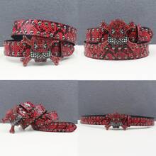 Halloween Multi -Colored Rhinestone Belt Riveted Belts Fashion Exquisite Hip-Hop Jeans Belt Colorful Snake Pattern Punk Western Cowboy Cowboy Belt Casual, Business, Boyfriend Husband Father Dad Men Gift, Daily Wear, Fashion, Teen, Outdoor, Vacation, Athletic, Travel, Street, Boho, Vintage Fall, Autumn, Halloween Autumn-Winter Accessories, Suitable For Teens, Youth, Men, Casual, Outdoor, Athletic, Vacation, Graduation Gifts, Birthday, Daily Wear