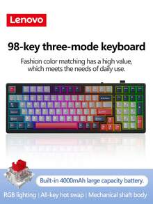 Lenovo GK10 Three-Mode Game Keyboard, 98 Keys, Plug And Play, Real Mechanical Shaft, All-Key Hot Swap, Cool RGB Lighting Effect, Large-Capacity Battery, Suitable For Daily Office Or Playing Games. - Multicolor - View 14