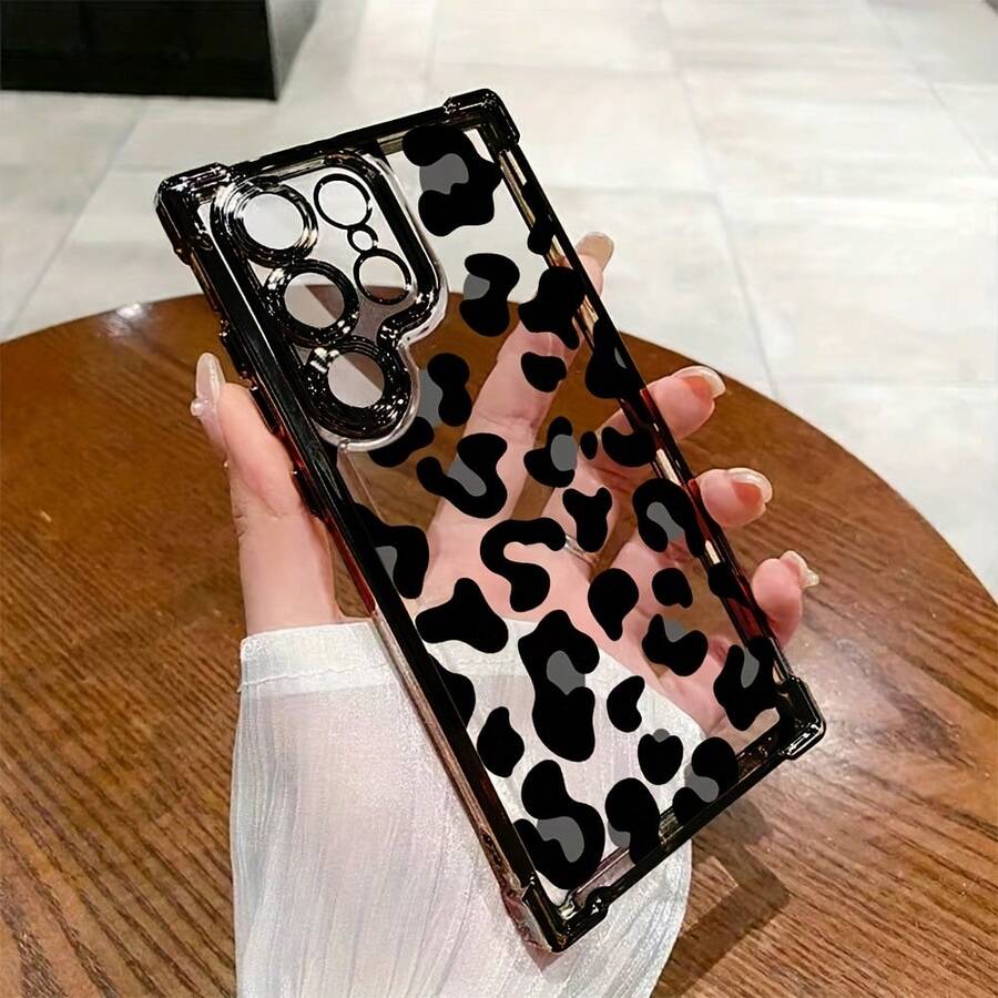 Funda de teléfono con patrón de leopardo negro Y2K para Samsung Galaxy S25 S24 S23 S22 S21 FE Ultra Plus 4G 5G, a prueba de golpes, transparente y suave - Colores mixtos - Ver 1