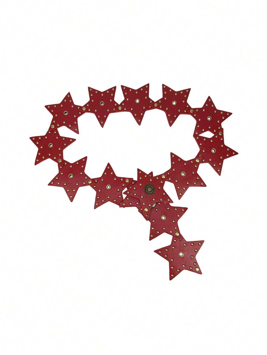 1 Peça Cinto Retrô Punk Estrela Vermelha Cítrica, Cinto Ajustável de Estilo Streetwear Gótico com Retalhos de Couro Cítrico, Adequado para Denim, Vestidos Camiseiros, Uso Diário e Festas de Outono, Outono, Halloween
