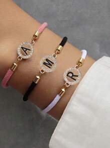 1 Piece New Round A-Z English Letter Pull Handle Bracelet