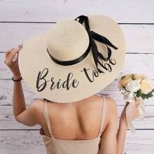 Customizable Straw Hat, Embroidered Nameplate, (Detachable Ribbon, Not Fixed), Single Lady Beach Hat, Personalized Straw Hat, Bridesmaid Gift, Beach Hat, Wedding Party, Sun Hat - Newlywed Honeymoon Gift, Embroidered Soft Edge Honeymoon Beach Hat, Customized Bride Sun Hat, Bachelorette Party Hat, Gift For Future Wife, Bridesmaid Gift, Gift For Her