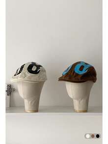 1 件复古美国字母印花报童帽，女士春夏休闲画家贝雷帽 - 多色- - 查看 13