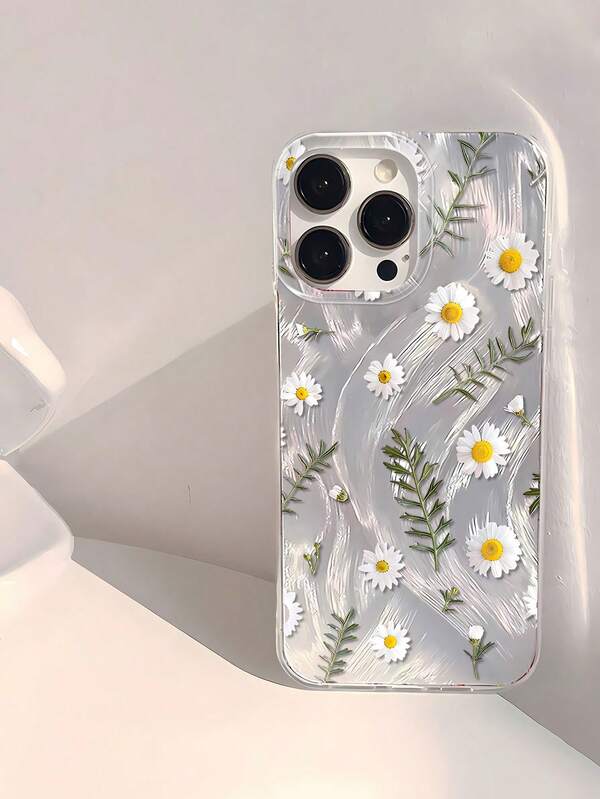 1 Peça Capa de Telefone Transparente IMD Suave, Brilhante e Macia, À Prova d'Água, Anti-Impressão Digital e Resistente a Arranhões, com Padrão de Pena, Concha e Crisântemo, Compatível com iPhone 16 Pro Max/16/16 Pro/16 Plus/15 Pro Max/15 Pro/15 Plus/15/14 Pro Max/14 Pro/14/13 Pro/13/12 Pro/12/11/XS/XMax/8 Plus/7G
