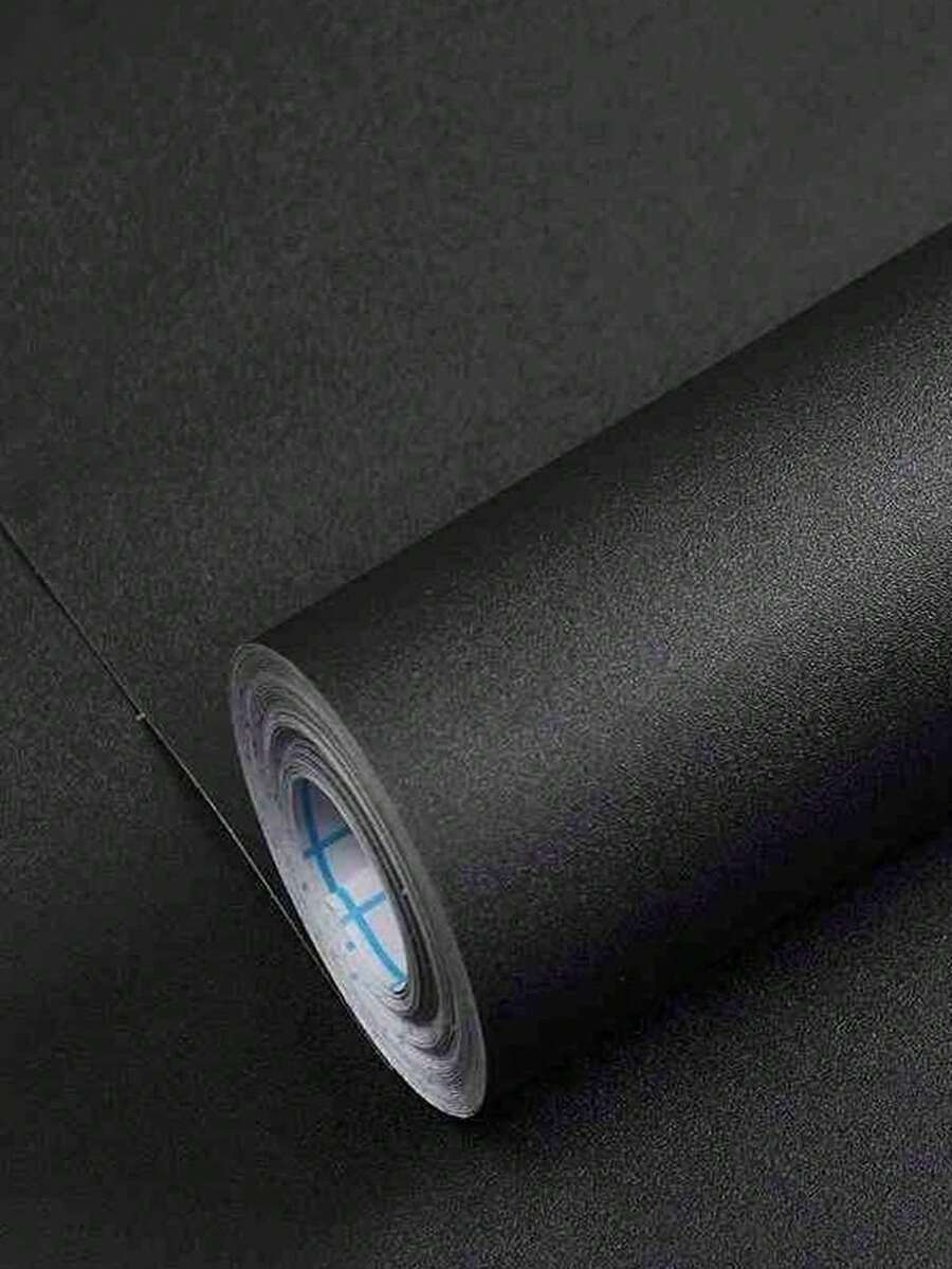 Matte Black Peel And Stick Wallpaper, Waterproof And Washable, For Decorating Living Room, Kitchen, Bedroom, Dorm, Furniture And Cabinet Renewal - Black - View 1
