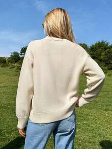 女式刺绣花卉细节可爱 Y2K 优雅休闲度假户外草坪露营音乐节日常聚会乡村前扣开衫刺绣针织纽扣毛衣背心上衣白色服装，适合秋冬、春秋季 - 白色 - 查看 8