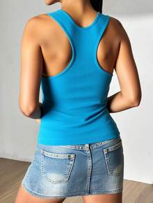 TOP RAIK  sin mangas color azul con diseño ajustado y estilo casual. Ideal para temporadas cálidas.  Poliéster    PRIMAVERA - VERANO - Turquesa - Ver 2