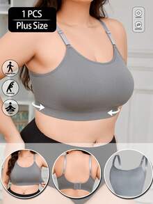 Sujetador deportivo de una pieza sin alambres y sin relleno para mujer de talla grande, activewear de yoga con espalda de tirantes cruzados de soporte - Multicolor - Ver 1