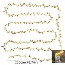 2/3/10m șir de lumini decorative cu frunze aurii artificiale pentru petrecere de ziua de naștere, nuntă, decorațiuni de sărbători (bateria nu este inclusă)