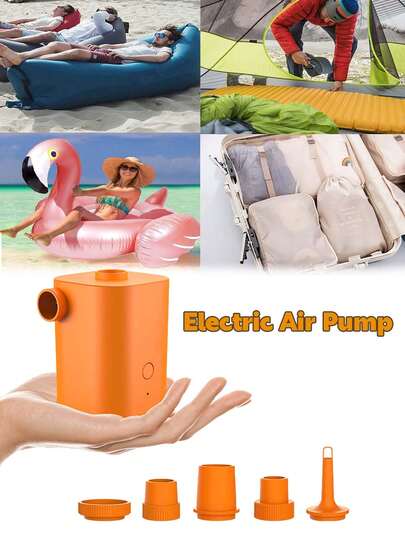 Electric Air Pump - Compact, Cordless Air Mattress Pump, For Camping, Portable For Inflatable Cushions, Air Mattresses, Boats, Swimming Rings, Rechargeable Battery Powered
