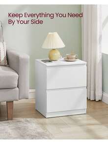 KAILYN Collection - Nightstand With Charging Station, Bedside Table With Drawers, Side End Table, 2 AC Outlets, 2 USB Ports, For Living Room, Bedroom, Study, Cloud White - UK Plug(220-240V) - View 5