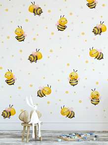 1 Set Lebendige Bienen Wandaufkleber Fensteraufkleber - selbstklebende wasserfeste PVC Aufkleber, Aquarell Bienen Garten Thema ästhetische Heimdekoration für Schlafzimmer, Wohnzimmer oder Büro im Frühling, Sommer, Herbst und Winter.