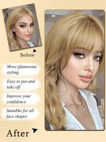 合成刘海接发片自然刘海片前夹式齐刘海片齐平刘海片接发片女士直发片 - 彩色 - 查看 6