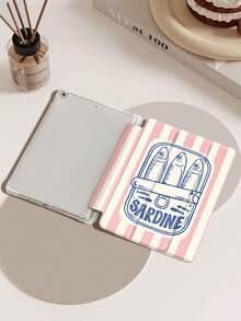 鱼罐头图案海洋元素平板电脑保护壳，适用于 iPad 9.7/10.2/10.5/10.9/12.9/Pro 11 第 10 代，适用于三星 Galaxy Tab S6 Lite 10.4 英寸，适用于 Kindle Paperwhite 第 12 代 2024，2022 年发布的 Kindle（第 11 代），软摔保护，智能站立/自动唤醒/睡眠