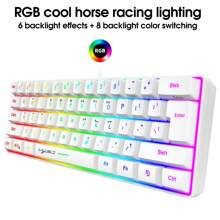60% RGB Gaming Keyboard, Wired Gaming Mechanical 61-key Ultra-compact Mini Keyboard, for Windows, PC, MAC, PS4, Xbox ONE gamers (white)