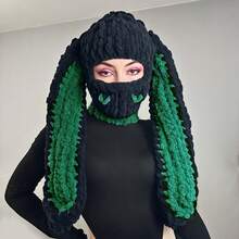 1 件女式多色超大兔耳帽，温暖厚针织帽，可爱百搭，适合日常、休闲、派对场合滑雪面具情人节 - 口罩款 - 查看 14