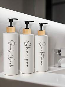 17oz Refillable Shampoo And Conditioner Dispenser Bottles - Set Of 3 - Pump Bottle Dispenser For Shampoo, Conditioner, Body Wash - Empty Plastic Refillable Containers For Shower, Black Or White - Multicolor - View 4