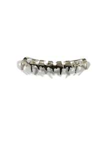 1 Set Unisex Smooth Asymmetrical Gold & Silver Grillz, Suitable For Nightclub, Halloween, Christmas, Birthday Party Wear