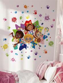 2 件/1 件墙贴 - [儿童彩虹涂鸦] PVC 自粘式可移除墙贴，适用于托儿所、儿童房、游戏室或教室 - 适合任何空间的可爱创意墙面装饰