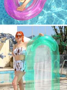 1pc Thickened New Inflatable Water Lounge Chair Foldable, Easy To Carry For Adults With Mesh Floating Bed And Water Swimming Ring, Enjoy Holiday Sunshine Inflatable Lounge Chair - Multicolor - View 4