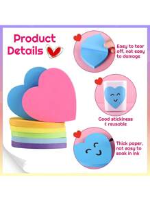 240张爱心便签彩色便签小学生备忘便签N次彩色贴纸可撕开学季万圣节平安夜新年圣诞节礼物 - 彩色 - 查看 4