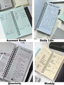 140 Pages A6 Slim Spiral Notebook, Multifunctional Planner, Diary, Weekly/Quarterly Planner, Agenda, Functional Notebook