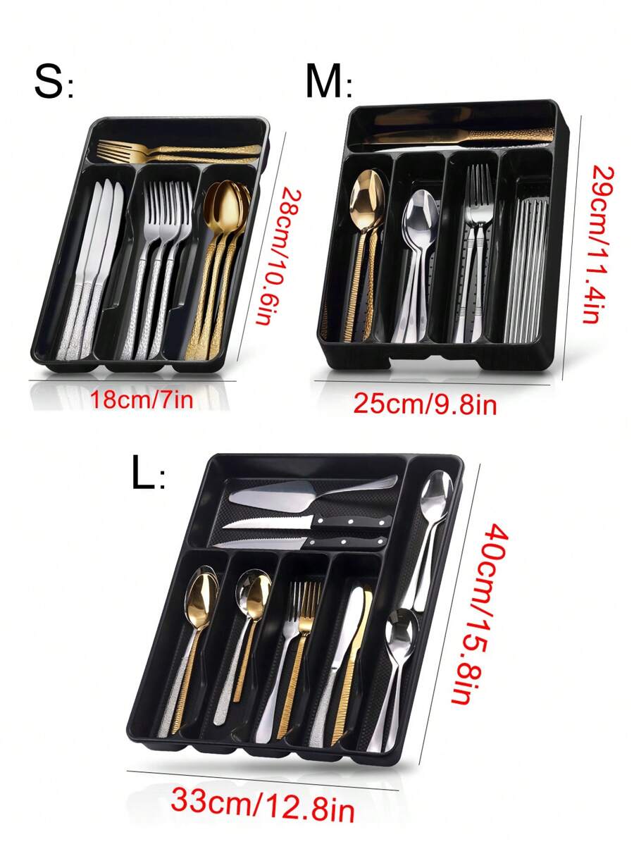 1pc Flatware Organizer Box, Silverware Storage Box, Kitchen Drawer Storage Tray, Plastic PP Material, Suitable For Kitchen Countertop, Cabinet Drawer Storage, Cutlery, Utensils, Chopsticks Compartment Organizer, Home Decor, Party & Christmas Storage