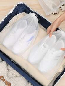 50PCS White Non-Woven Fabric Drawstring Shoe Bag - Portable Anti-Yellowing Shoe Bag, Cipő Tároló,Suitable For Travel, Hunting And Fishing. Compact And Transparent Design, Safe Seal, Dust-Proof And Moisture-Proof, Shoe Storage And Organization Device, Travel Essential, Simple Style, Sturdy And Durable, Outdoor Sports Enthusiasts