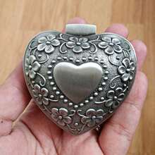 In Stock Instant Delivery Hipiwe Vintage Heart Shape Jewelry Box - Small Antique Ring/Earrings/Necklace Storage Organizer, Metal Chest Trinket Keepsake Box Women FPXX - 心形,青銅色 - 查看 9