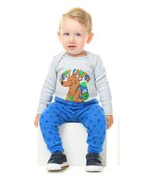 Baby Boy Bodysuit Kit - 3 Piece Set = 1 Long Sleeve Bodysuit + 1 Short Sleeve Bodysuit + 1 Baby Pants - 100% Cotton - Newborn - 寶藍色 - 查看 4