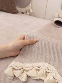 1 件欧式花卉蕾丝沙发垫套,奢华简约沙发套,防滑防尘防刮,适用于卧室客厅办公室装饰,适合所有季节 - 卡其色 - 查看 8