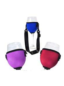 Portable Wine Glass Holder: This Durable Plastic Portable Wine Glass Holder With Adjustable Wine Glass Rack And Neoprene Wine Glass Sleeve Frees Up Your Hands To Fully Enjoy Your Drinking Experience. It Includes An Adjustable Stemware Rack, A Neck-Hanging Wine Glass Holder, And A Wine Glass Protector Sleeve. Additionally, It Comes With An Adjustable Strap, Making It An Ideal Choice For Parties, Outdoor Gatherings, Picnics, And Barbecues. - Multicolor - View 2