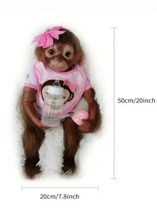 1个20英寸手工制作可爱毛绒猴子，柔软布身，仿真婴儿娃娃 - 触感柔软逼真的幼儿娃娃，生日礼物，万圣节/感恩节/圣诞节礼物 - 彩色 - 查看 8